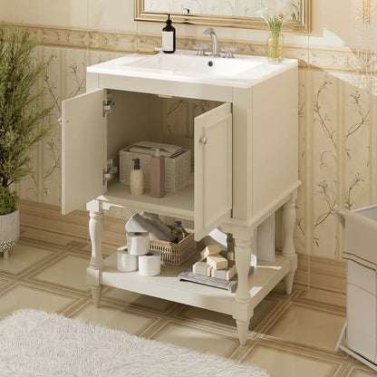 Modern Bathroom Vanity With Sink Open Shelf