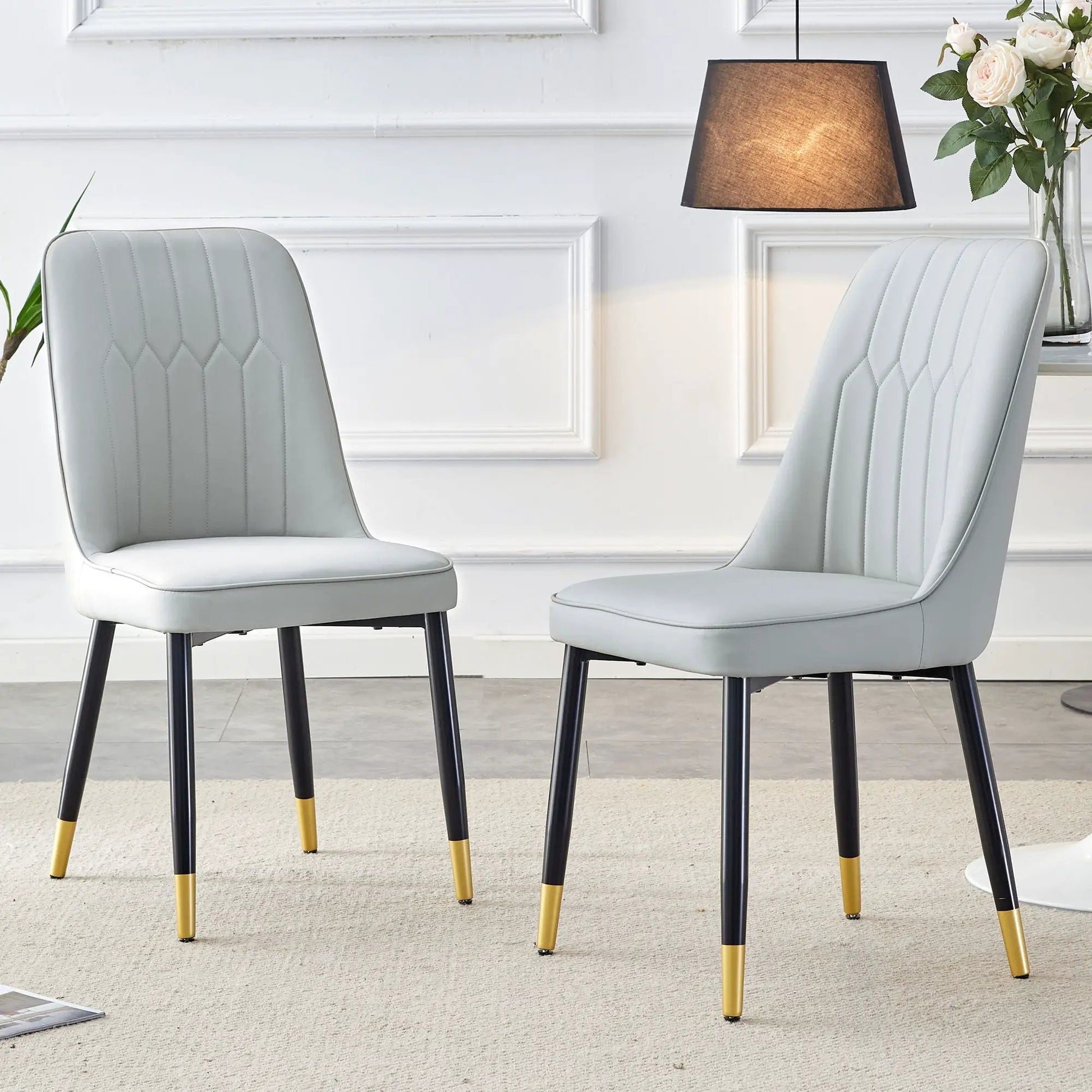 Modern chair with metal legs in light gray upholstery set of 2 by Unique Piece Furniture on Tampa Home & Garden Store