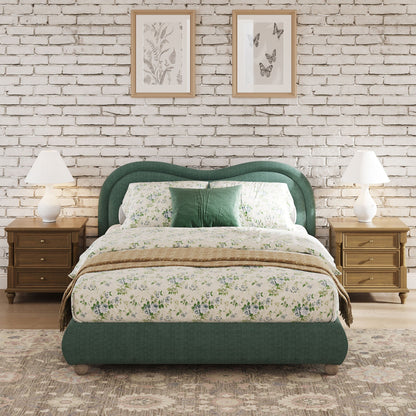 Upholstered Platform Bed with Curved Headboard