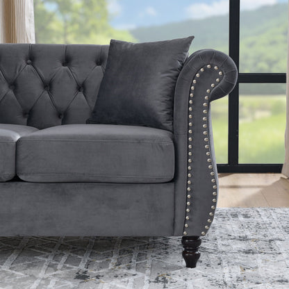 Chesterfield Sofa With Nailhead Trim and Cushions