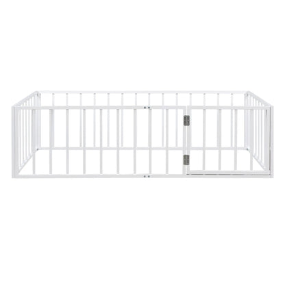 White metal floor bed frame with fence and door panel bed on Tampa Home & Garden Store