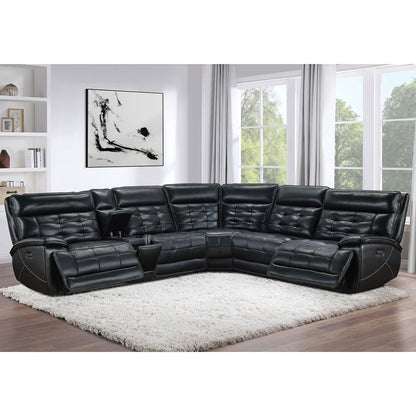 Hayden dual power reclining sectional sofa black leather with multiple recliners on Tampa Home & Garden Store