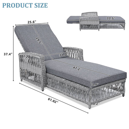 GO Outdoor Reclining Chaise with Armrests and Cushions on wicker sunlounger on Tampa Home & Garden Store