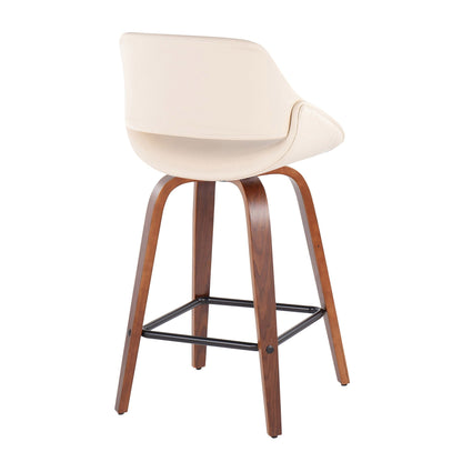 Fabrico set of 2 counter stools, beige leather with back and wood legs by HouseOfZazla on Tampa Home & Garden Store