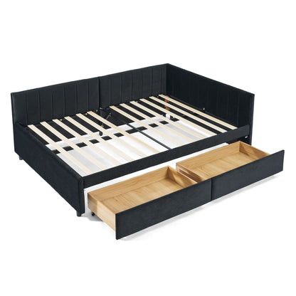 Upholstered Tufted Daybed Frame with Storage