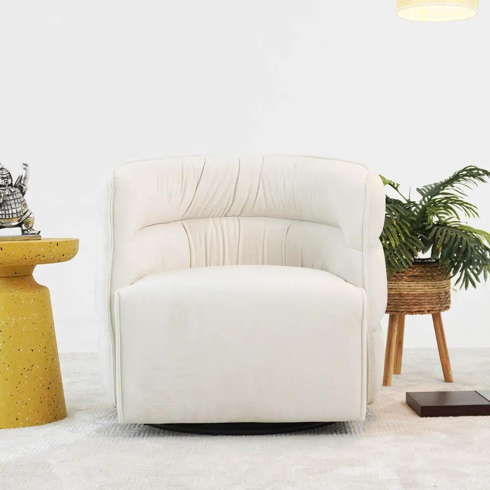 Walden Swivel Chair, fabric with curved-back round base by Unique Piece Furniture on Tampa Home & Garden Store