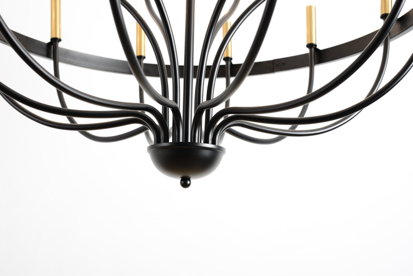 15-Light Iron Candle Chandelier with black arms and gold accents by HouseOfZazla on Tampa Home & Garden Store