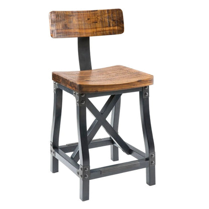 Industrial Counter Stool with Back Acacia Amber