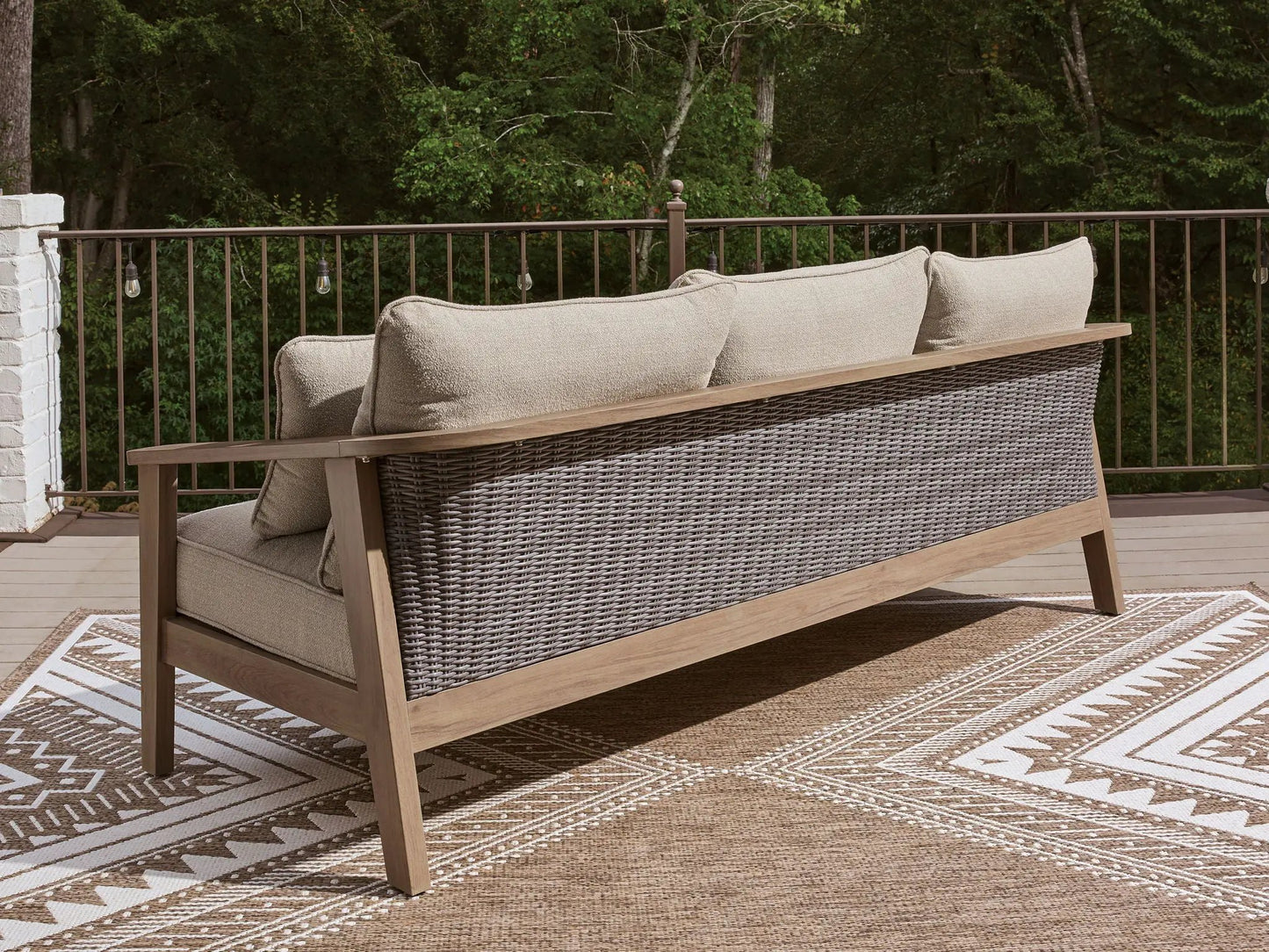 Harmony Headlands sofa with cushion in natural gray wicker by Unique Piece Furniture on Tampa Home & Garden Store