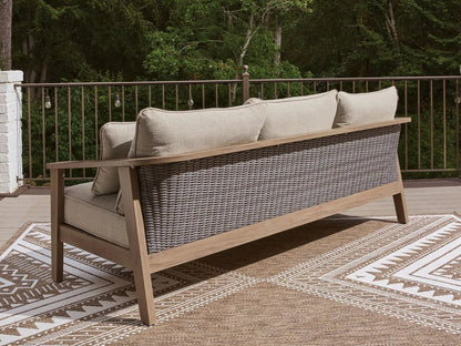 Harmony Headlands sofa with cushion in natural gray wicker by Unique Piece Furniture on Tampa Home & Garden Store