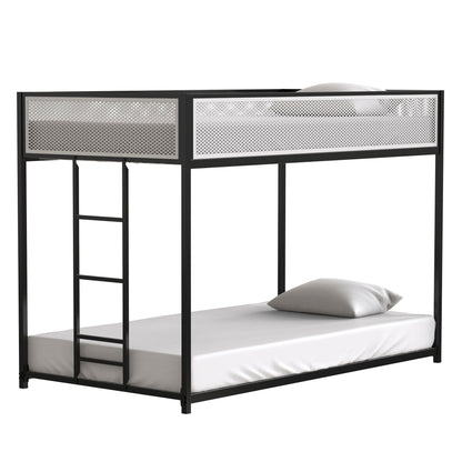 Adam bunk guard rail on black metal bunk beds by HouseOfZazla with mesh panels and ladder on Tampa Home & Garden Store