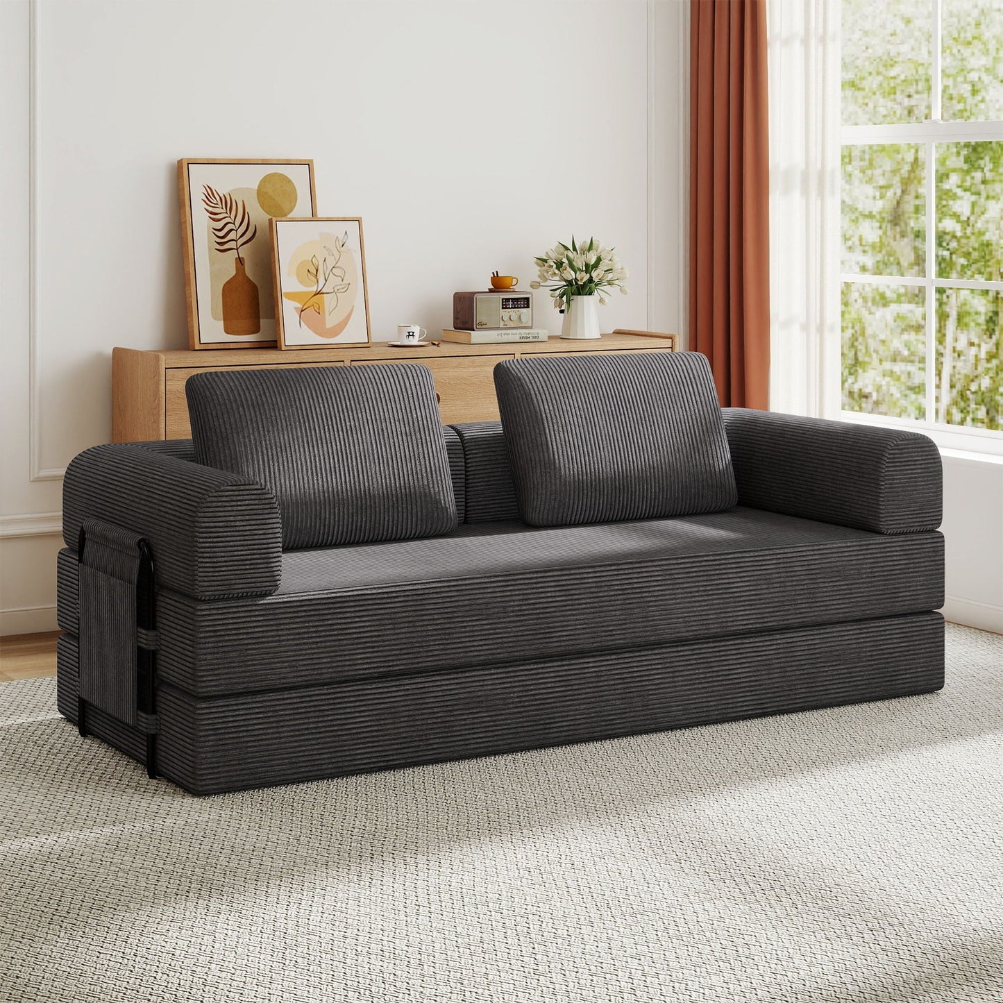 Premium Convertible Sofa And Cylindrical Pillow