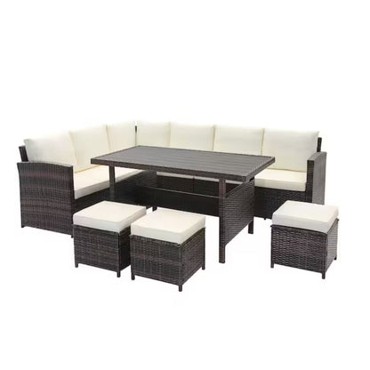 7 Piece Patio Dining Set With Cushions and Table