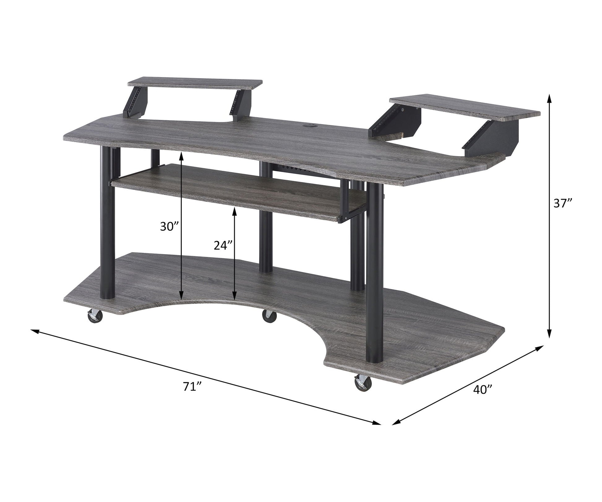 Eleazar Music Recording Studio Desk Wood by HouseOfZazla; power workstation with shelves on Tampa Home & Garden Store