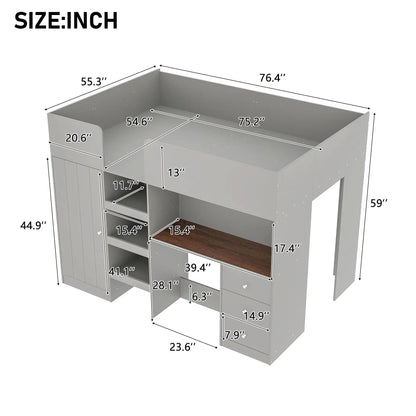 Loft Bed With Built In Wardrobe and Desk