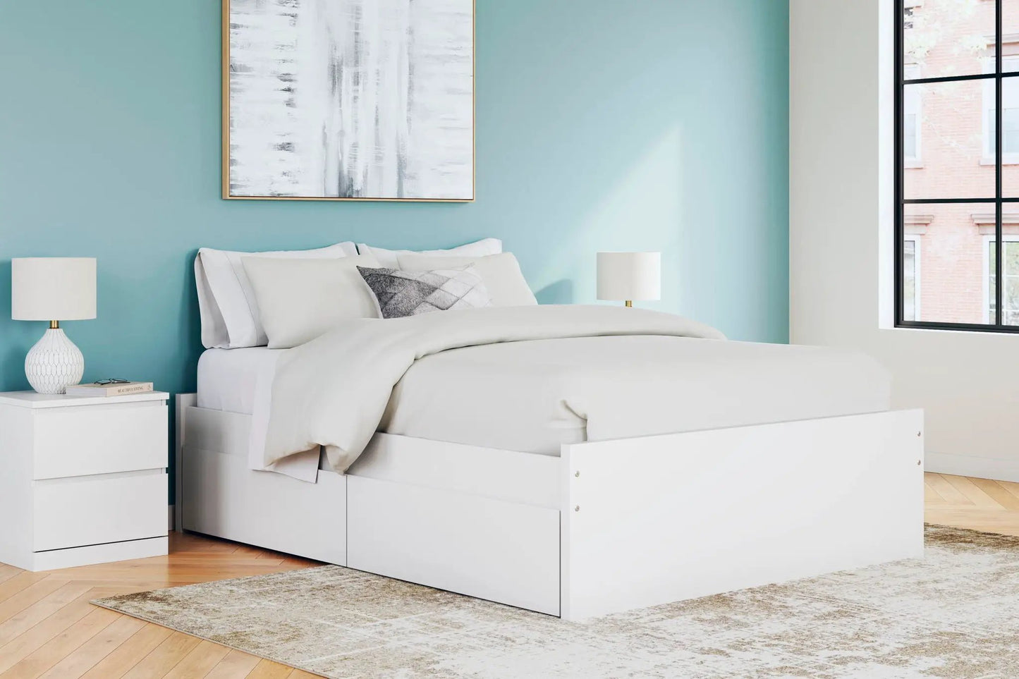 Onita Platform Bed, white storage bed with built-in drawers, by Unique Piece Furniture on Tampa Home & Garden Store