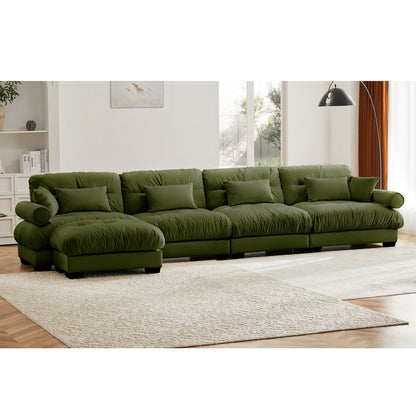 Super Comfort modular sectional sofa with movable ottoman in green by HouseOfZazla on Tampa Home & Garden Store