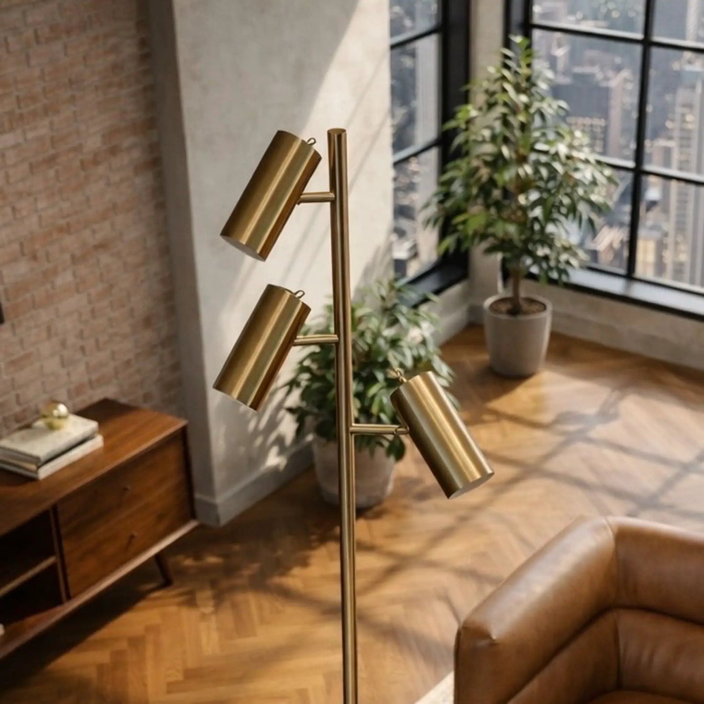 Lumina Floor Lamp With Rotary Switch Triple Spots