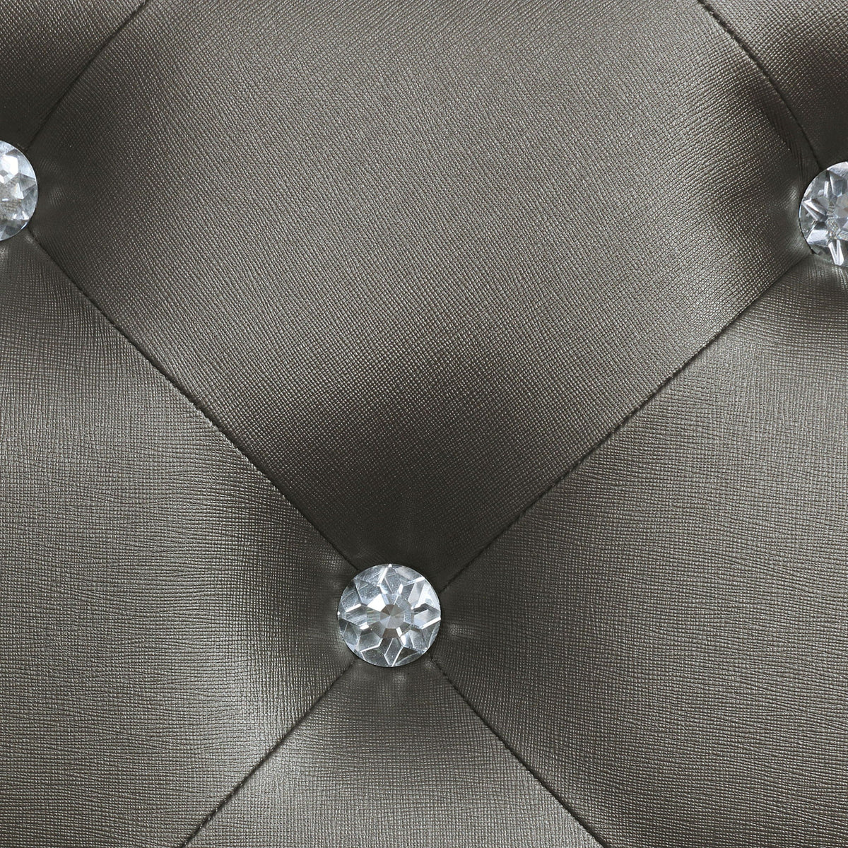 Karmen panel bed upholstered in dark brown faux leather with diamond tufting and crystal button accents on Tampa Home & Garden Store