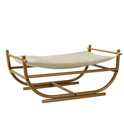 Iron Cat Hammock Pet Sofa Bed beige fabric hammock on wood curved frame by Sell My Stuff on Tampa Home & Garden Store