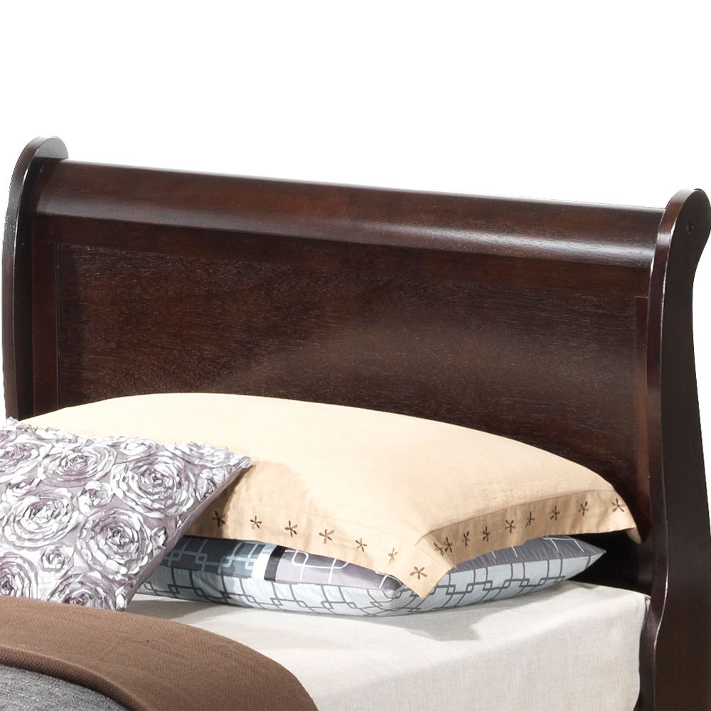 Louis Philippe Panel Sleigh Bed in dark wood with curved rails HouseOfZazla Sleigh Beds on Tampa Home & Garden Store