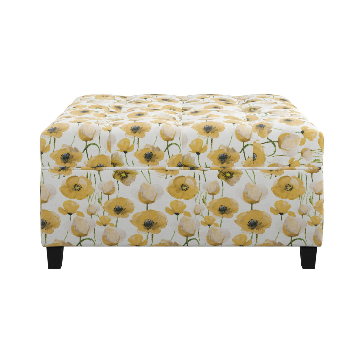 Storage ottoman with lid in yellow floral upholstery by HouseOfZazla on Tampa Home & Garden Store