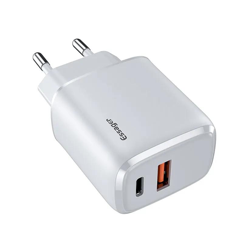 FLIPSTYLEZLLC fast-charge wall charger with USB-C and orange USB-A ports, silver plug adapter on Tampa Home & Garden Store