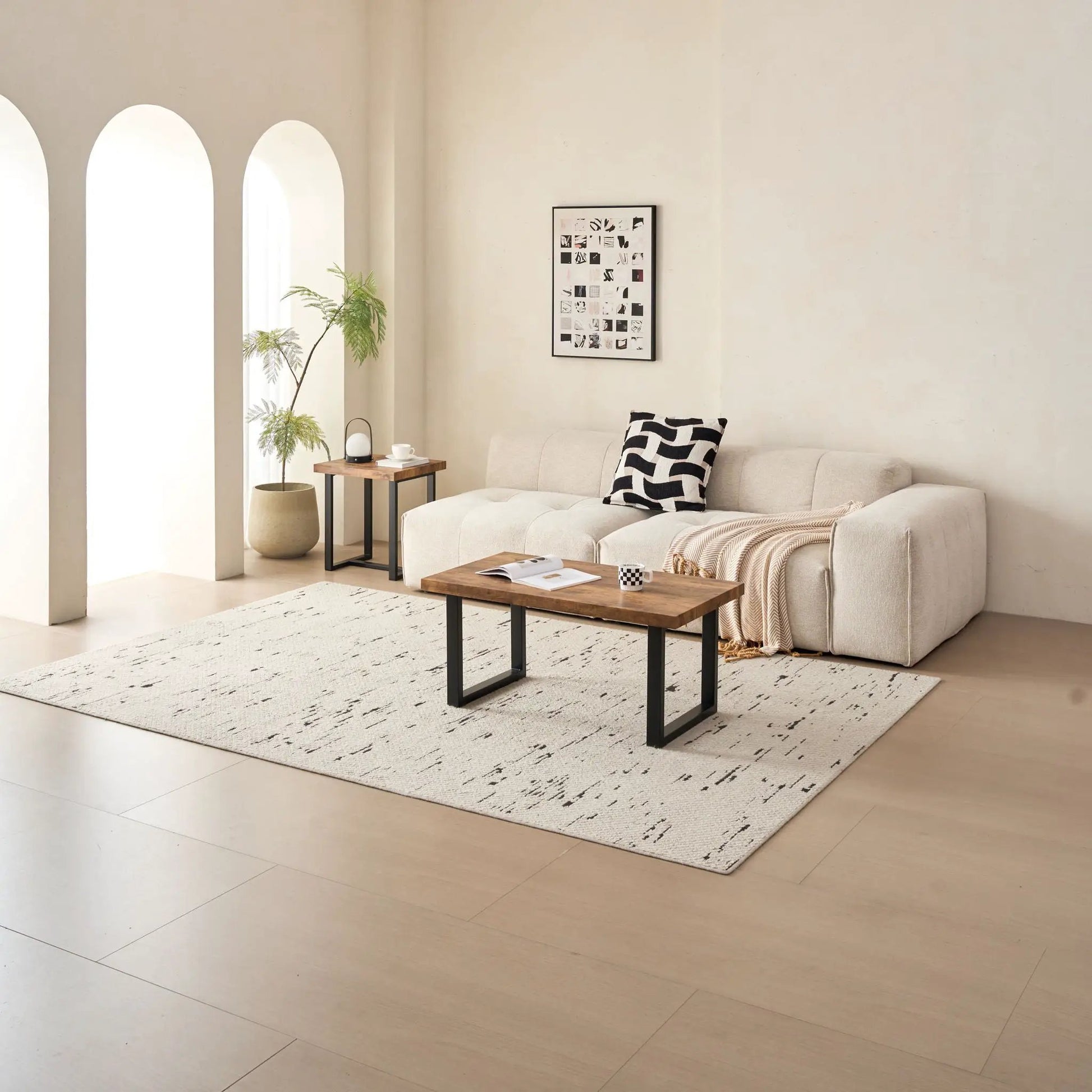 Table For Living Room coffee tables, wood top with black legs, 2-piece set on Tampa Home & Garden Store