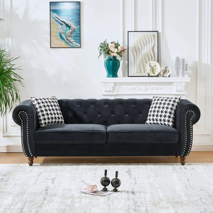 Chesterfield Sofa with roll arms and nailhead trim in velvet by Unique Piece Furniture on Tampa Home & Garden Store