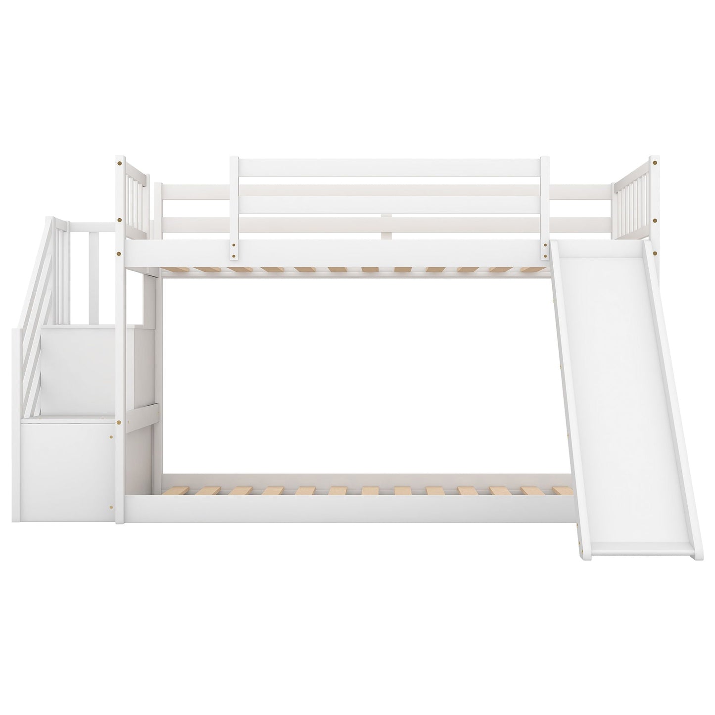 Bunk Bed With Convertible Slide And Stairway by HouseOfZazla, white wood finish on Tampa Home & Garden Store