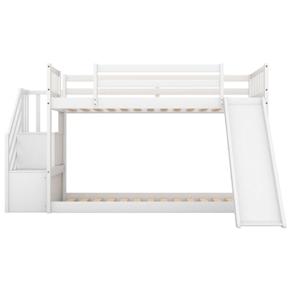 Bunk Bed With Convertible Slide And Stairway by HouseOfZazla, white wood finish on Tampa Home & Garden Store