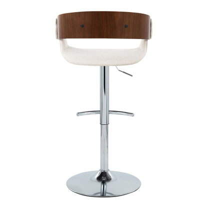 Barstool mid-century adjustable swivel with rounded T footrest beige fabric seat, chrome base on Tampa Home & Garden Store
