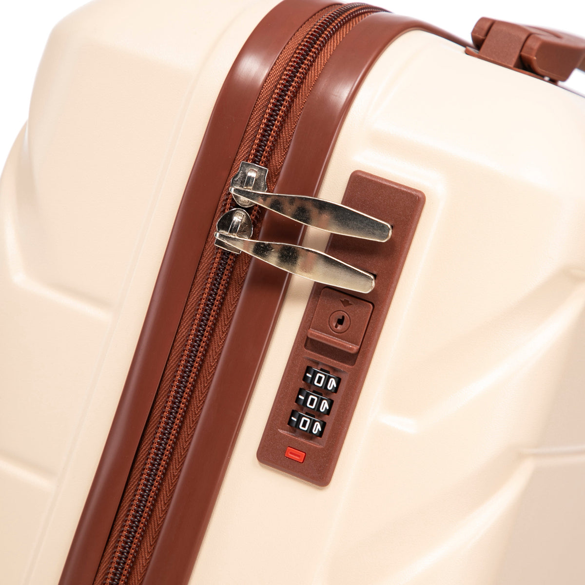 Beige ABS luggage set, 2-piece 14/20 with brown zipper trim and combo locks on Tampa Home & Garden Store