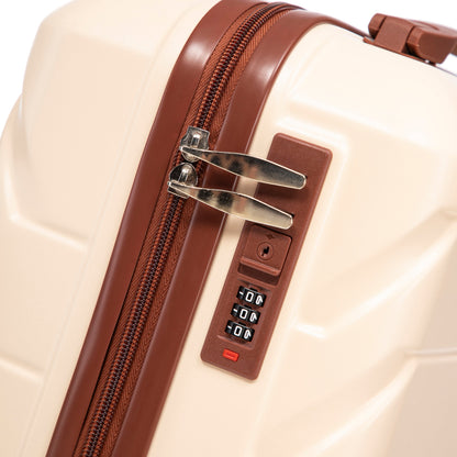 Beige ABS luggage set, 2-piece 14/20 with brown zipper trim and combo locks on Tampa Home & Garden Store