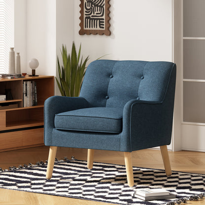 Modern Tufted Accent Chair and Solid Wood Legs