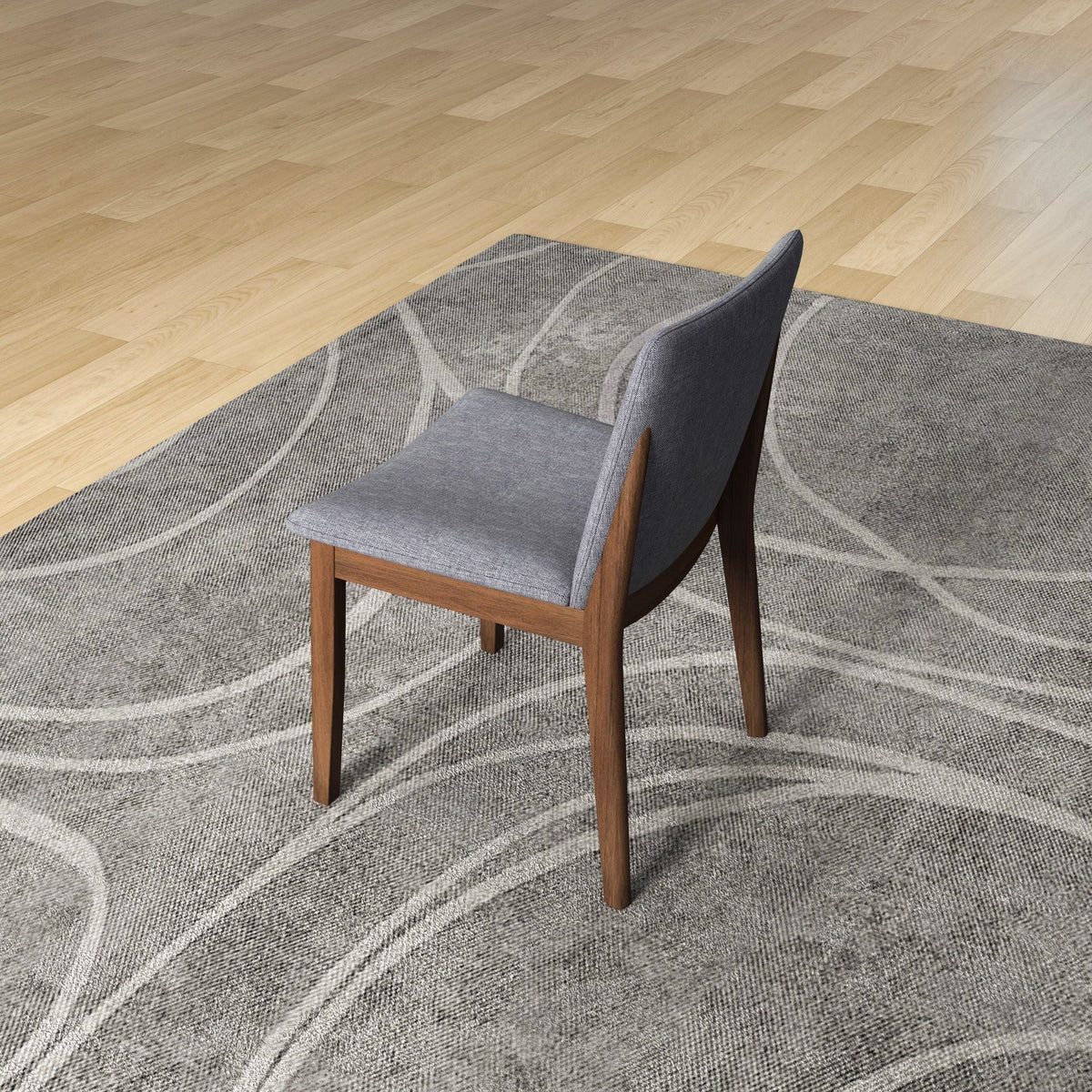 Mid-century modern dining chair set in gray fabric upholstery with solid wood legs 2 chairs on Tampa Home & Garden Store
