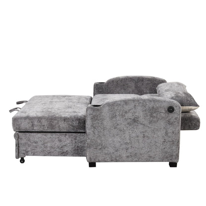 Convertible Sofa With Usb And Adjustable Backrest