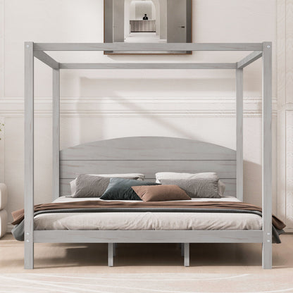 Canopy platform bed with headboard and support legs gray metal frame HouseOfZazla on Tampa Home & Garden Store