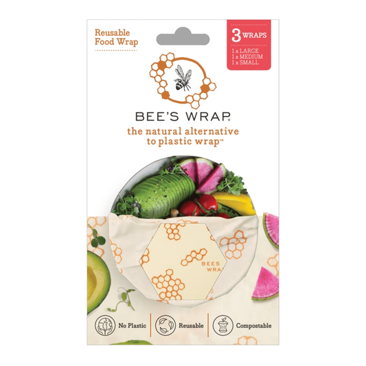 Papier d'emballage alimentaire Bee's Wrap - Motif original - Assortiment de 3 feuilles