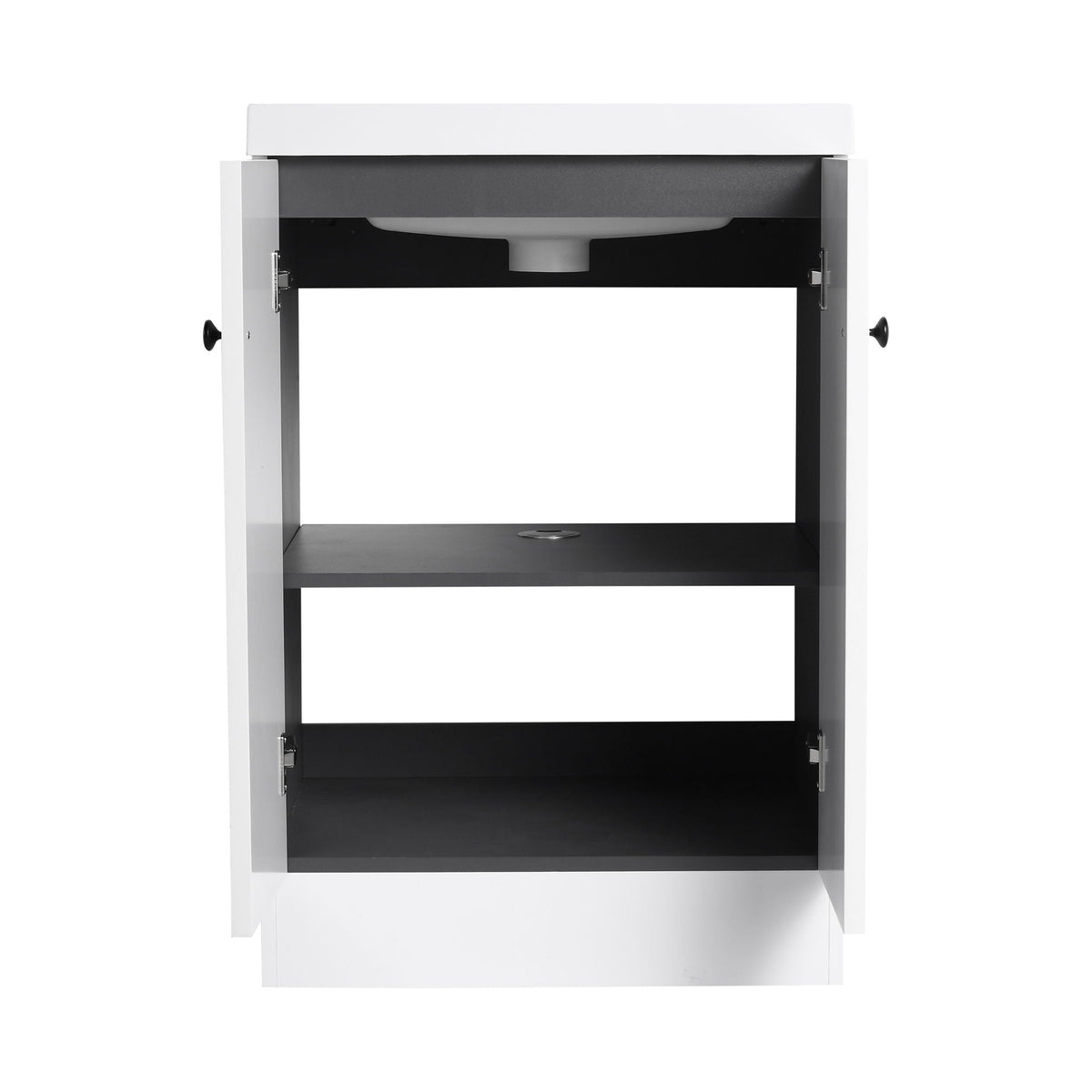 Freestanding bath vanity with resin sink, white exterior black interior, HouseOfZazla on Tampa Home & Garden Store