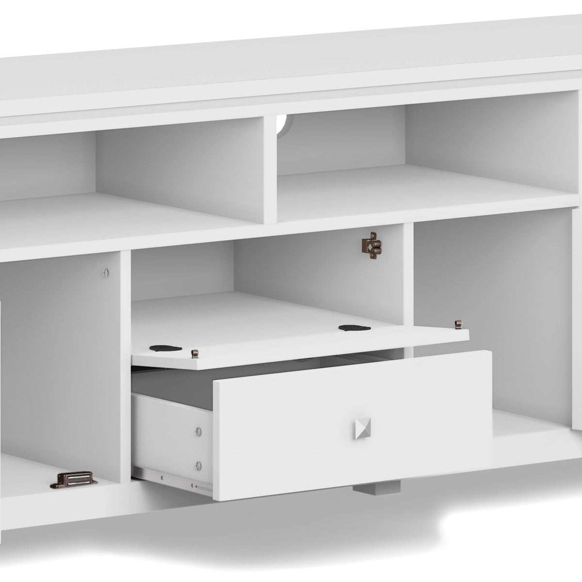 Wide Handcrafted White Solid Wood Media Stand with open shelves by HouseOfZazla on Tampa Home & Garden Store