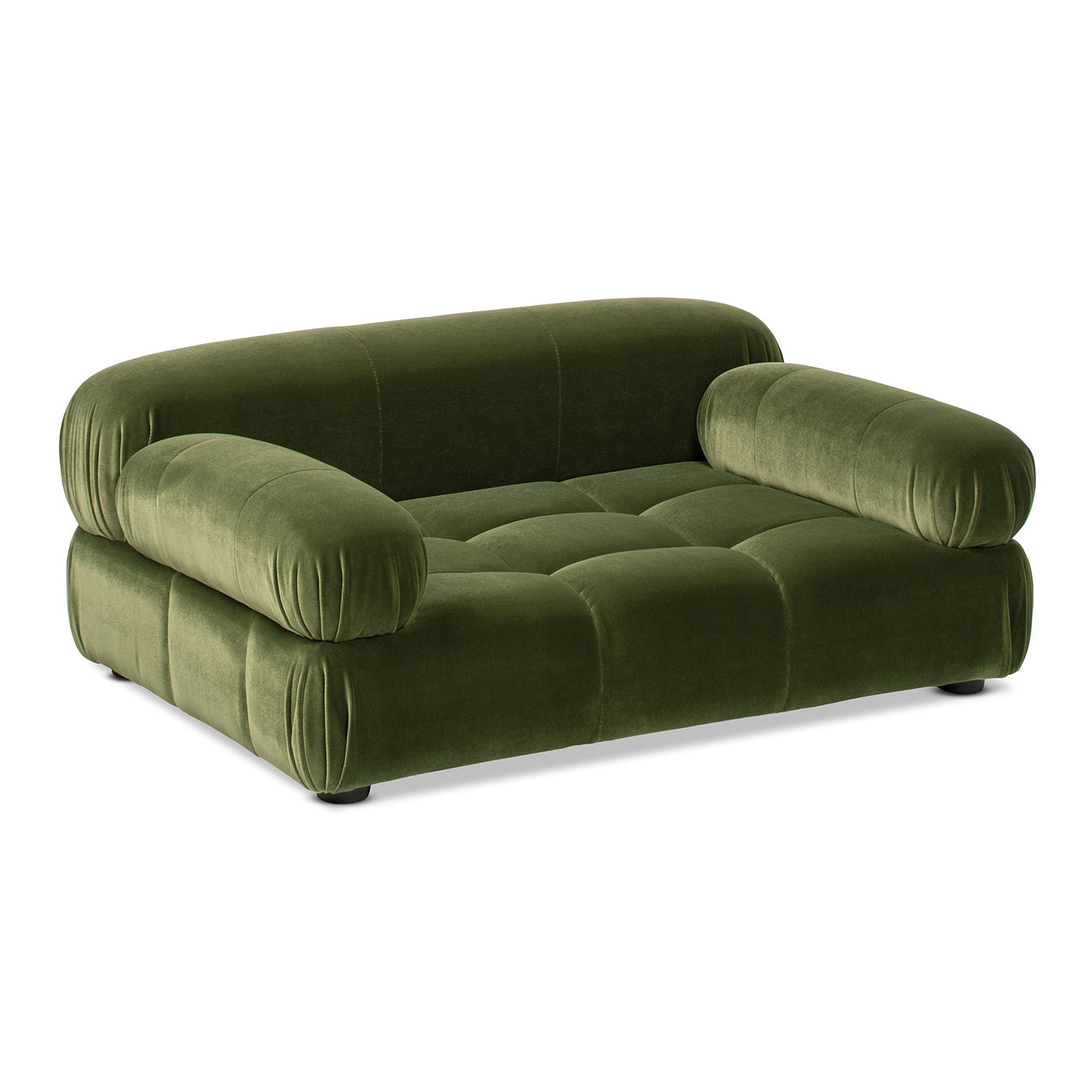 Marcel Upholstered Modern Pet Bed Olive Green Velvet by HouseOfZazla for dogs and cats on Tampa Home & Garden Store
