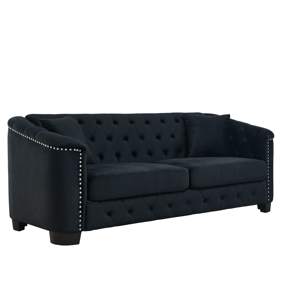 Modern Chesterfield Sofa with Tufted Backrest in navy velvet by HouseOfZazla on Tampa Home & Garden Store