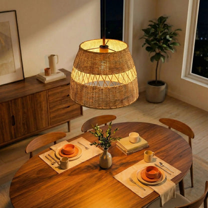 Pendant Essence single light with rattan shade and black hardware by Unique Piece Furniture on Tampa Home & Garden Store