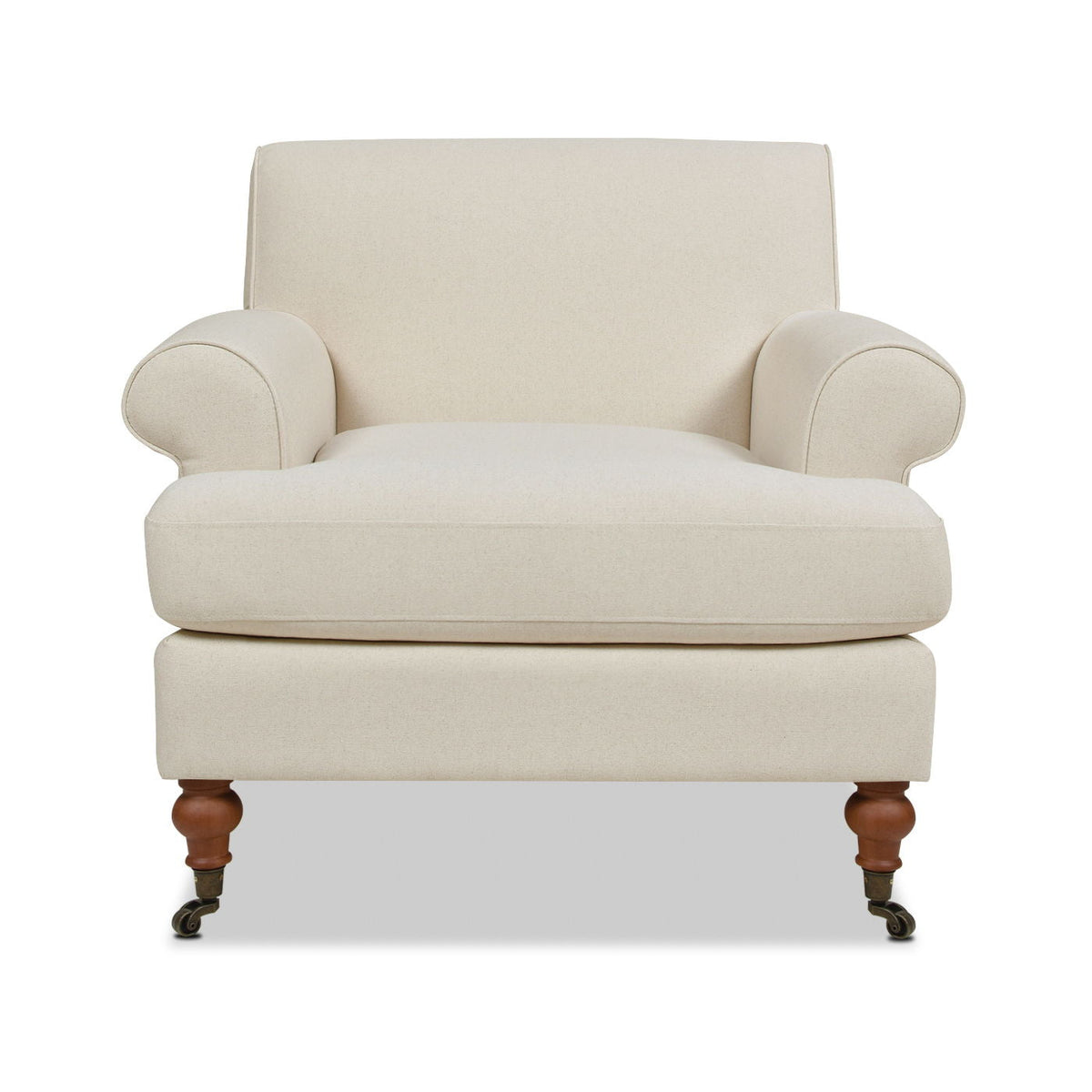 Accent Arm Chair beige upholstery with caster wheels and reversible cushions HouseOfZazla on Tampa Home & Garden Store