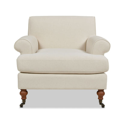 Accent Arm Chair beige upholstery with caster wheels and reversible cushions HouseOfZazla on Tampa Home & Garden Store