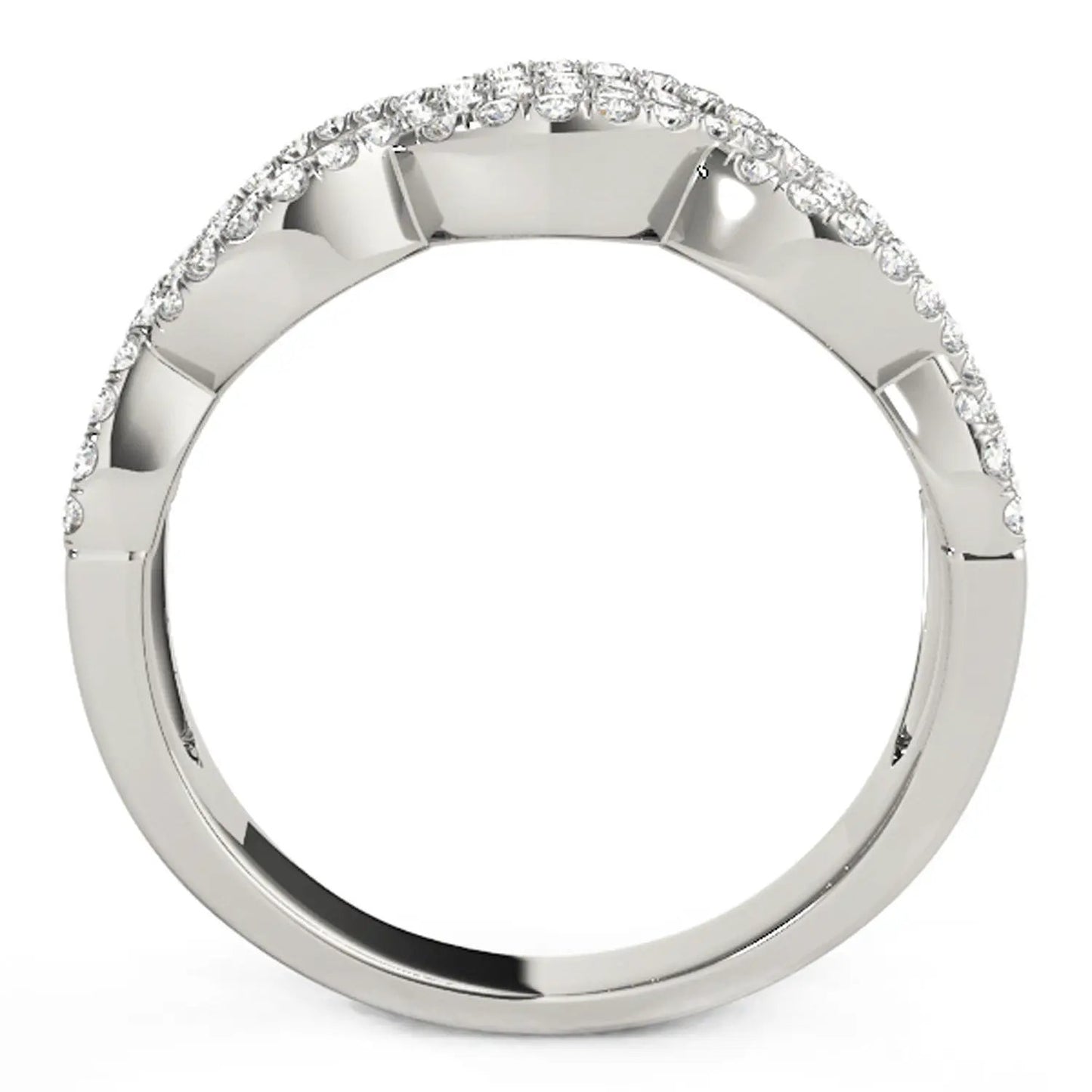 Diamond studded double interlocking waves ring, 14k white gold, 5/8 cttw on Tampa Home & Garden Store
