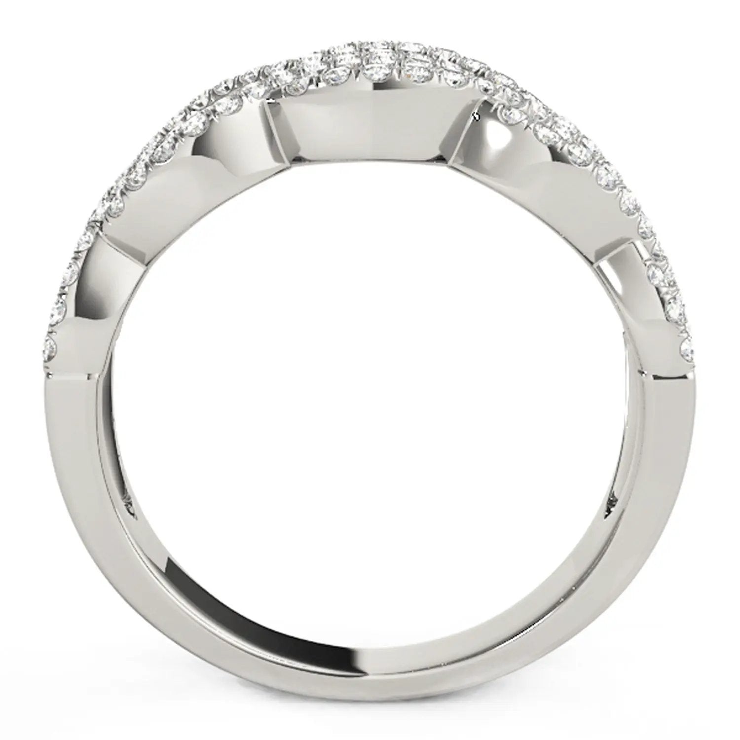 Diamond studded double interlocking waves ring, 14k white gold, 5/8 cttw on Tampa Home & Garden Store