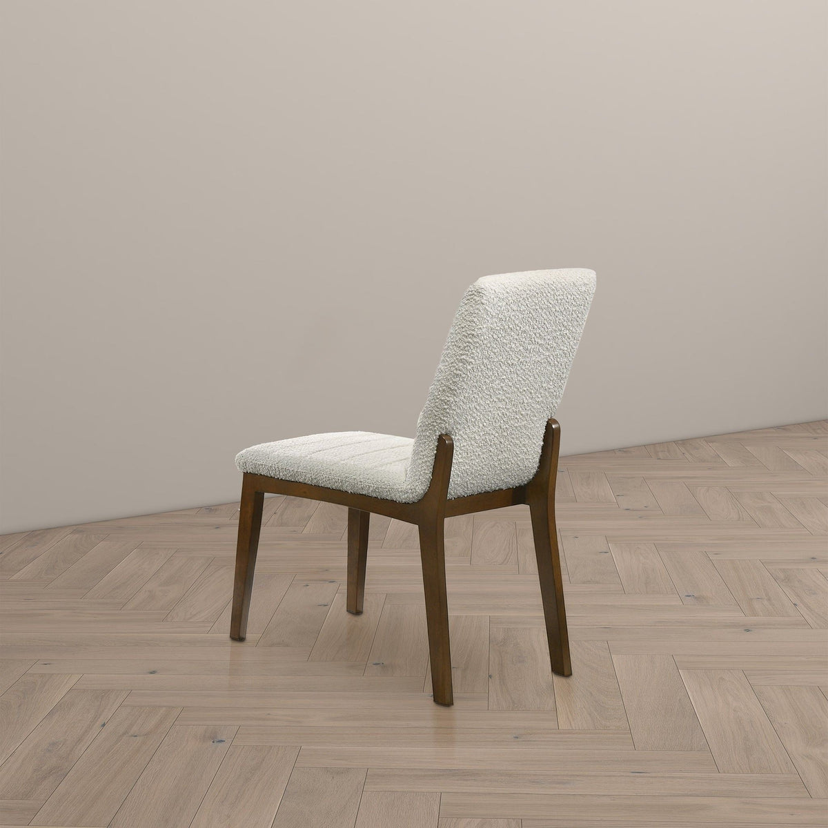 Modern dining chair by HouseOfZazla, white textured upholstery with solid wood base on Tampa Home & Garden Store