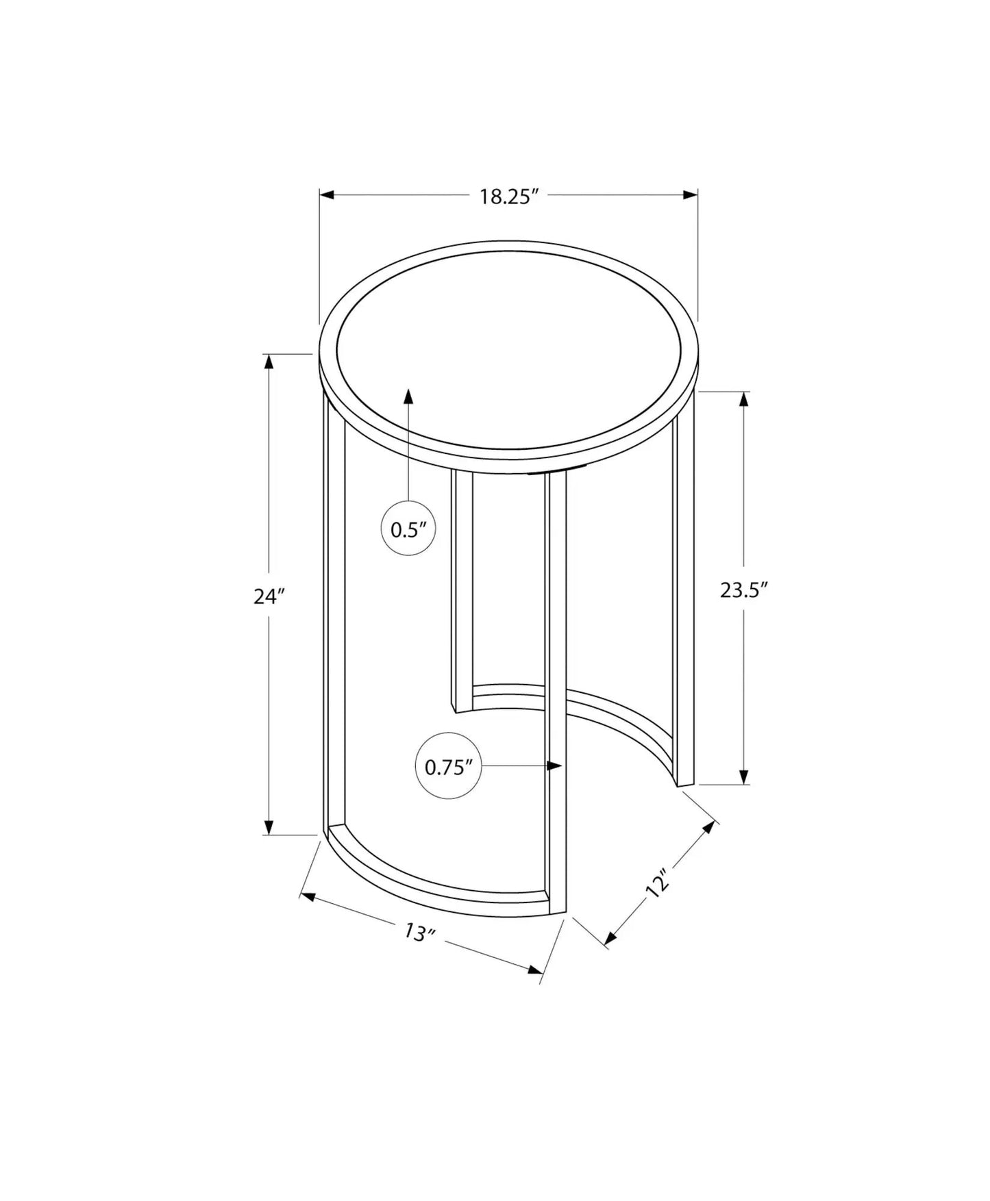 Round Accent Side Table with double-ring top, contemporary design, 18.25 dia top on Tampa Home & Garden Store